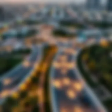 Aerial perspective of the Al Hudayriat Cycle Track showcasing its design