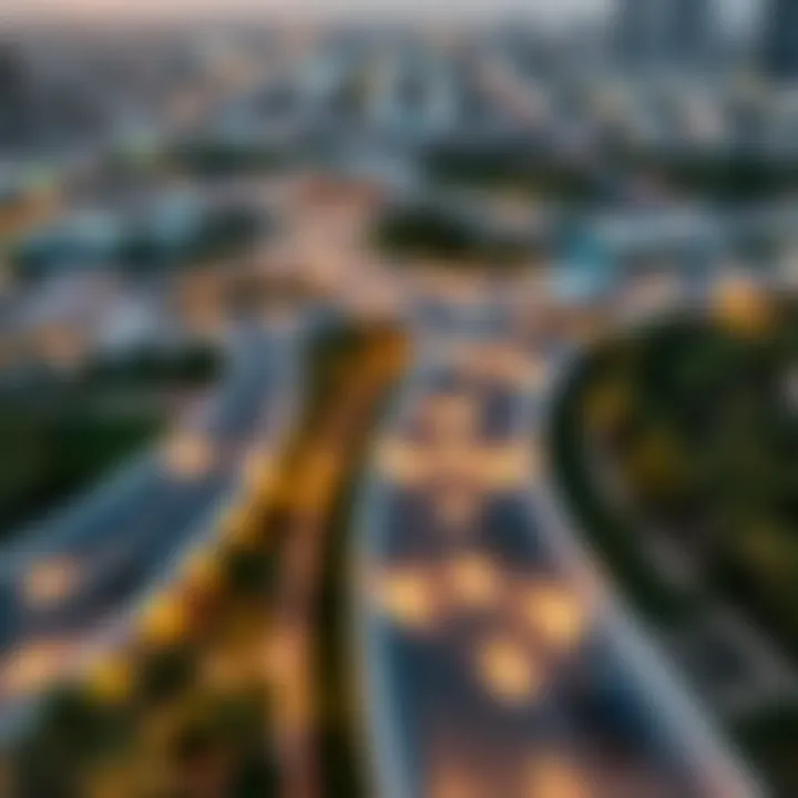 Aerial perspective of the Al Hudayriat Cycle Track showcasing its design