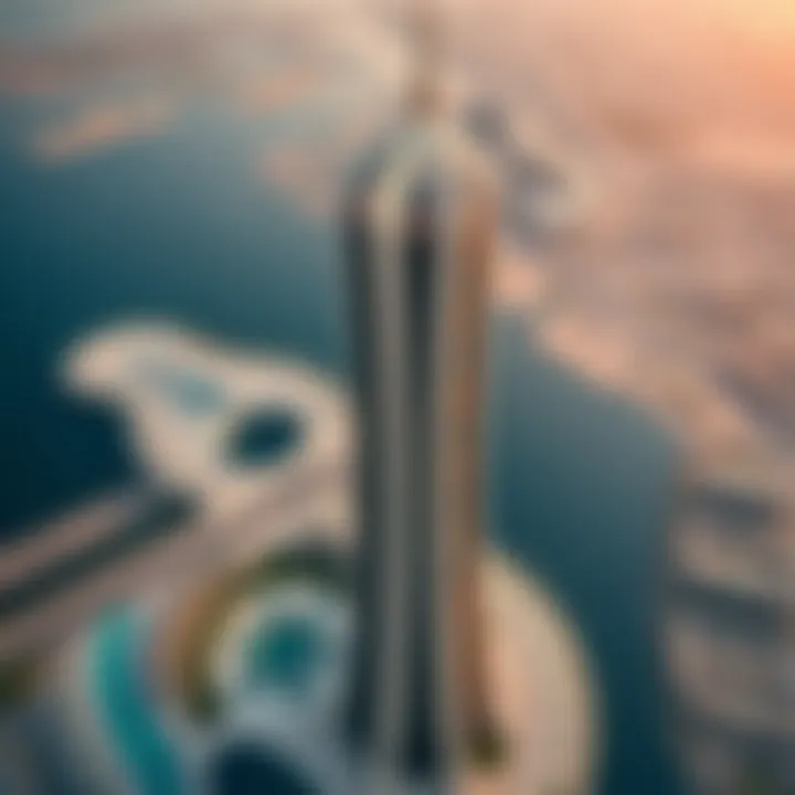 Aerial view of Al Wasl Tower showcasing its unique architectural features