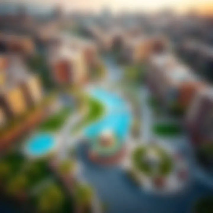 Aerial view of a vibrant residential community in Dubai