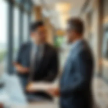 Broker-Client Interaction Real estate broker discussing opportunities with clients