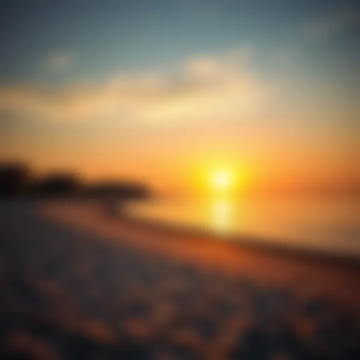 Sunset over Blue Beach reflecting on the water