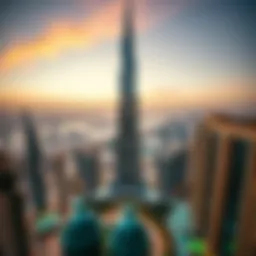 Panoramic view of Burj Khalifa showcasing its residential floors