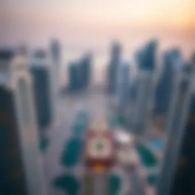Aerial view of Business Bay showcasing modern skyscrapers.