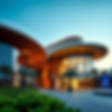 Architectural details of the Cinema Box Park highlighting innovative design