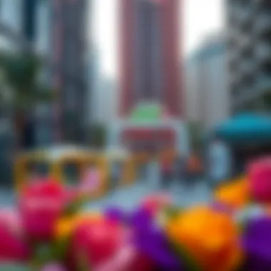 Vibrant Community Life Surrounding Iris Tower Community lifestyle around the Iris Tower with recreational spaces