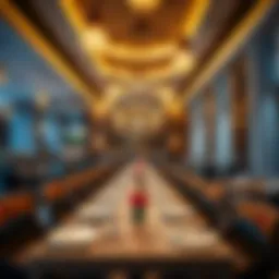 Luxurious interior of an Arabic restaurant in Dubai