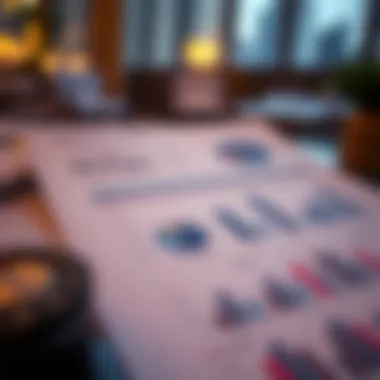 A close-up of a financial document with graphs and charts depicting market trends