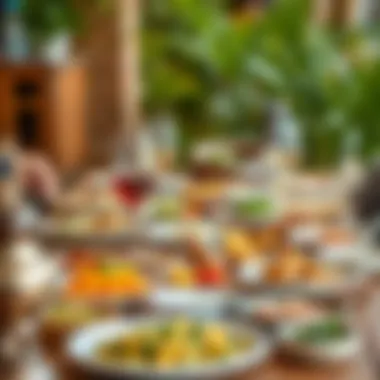 Traditional Iftar table spread with various dishes