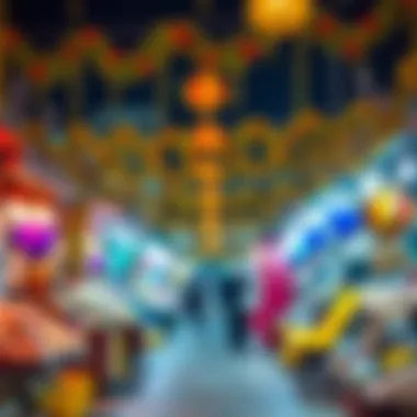 Vibrant market scene during Ramadan with festive decorations