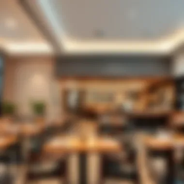 A modern restaurant interior highlighting contemporary design elements