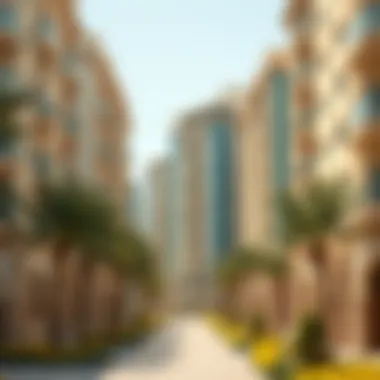 Architectural Features of Dubai International City Architectural details of residential buildings in Dubai International City