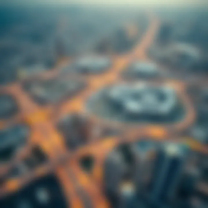 Aerial view highlighting the infrastructural development surrounding Dubai World Central
