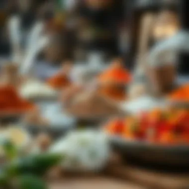 Essentials of Emirati Flavor An array of spices and ingredients used in Emirati cooking, reflecting the region's culinary diversity.