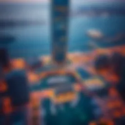 Aerial view of 23 Marina Tower showcasing its unique architectural design