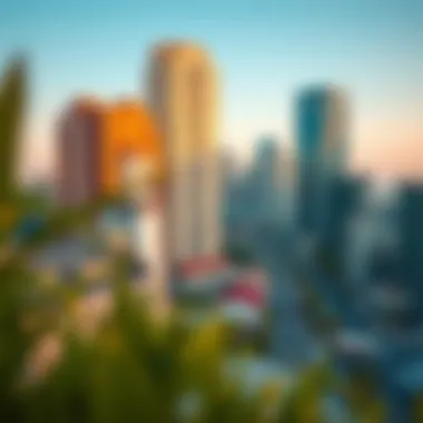 The vibrant neighborhood surrounding 23 Marina Tower with urban landscapes