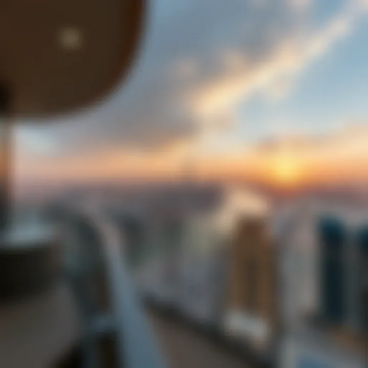 Panoramic view from the top floor of 23 Marina Tower overlooking Dubai