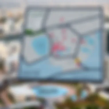 A map of شارع الاتحاد العين indicating key amenities and services available to residents and visitors.
