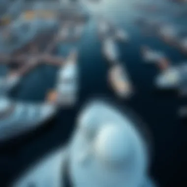 Aerial view of Al Emad Marina showcasing luxury yachts