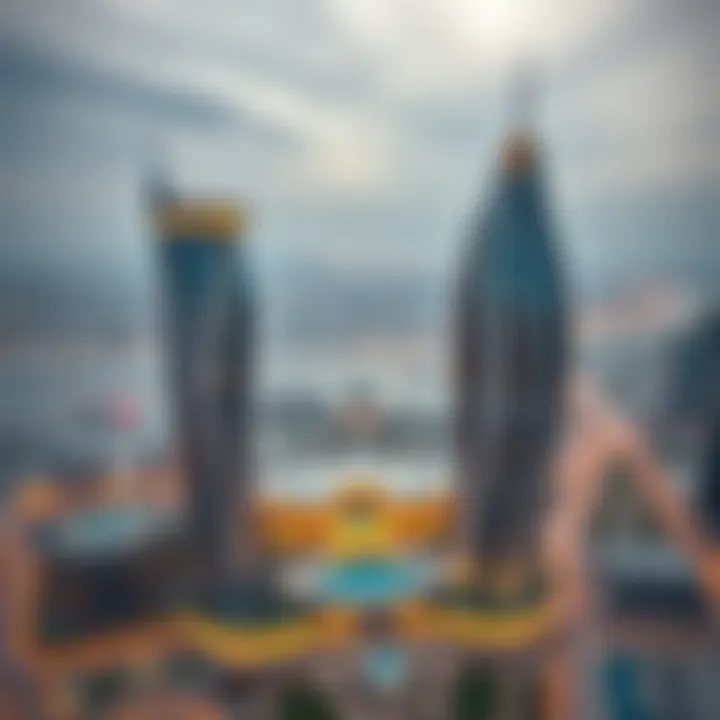 Aerial perspective of Dubai highlighting Al Majara Towers