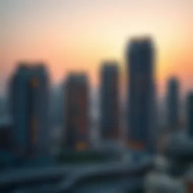 Stunning view of Al Majara Towers at sunset