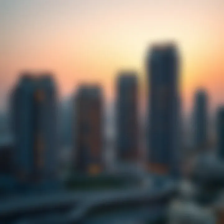 Stunning view of Al Majara Towers at sunset