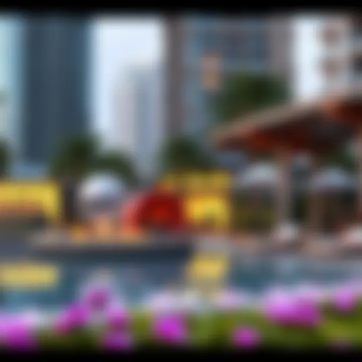 Close-up of amenities surrounding Al Mas Tower