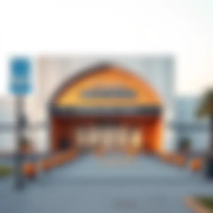 Exterior view of Al Qusais Metro station showcasing modern architecture
