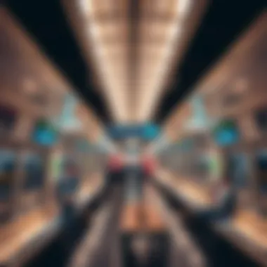 Interior Features of Al Qusais Metro Interior of Al Qusais Metro station with passengers and modern facilities