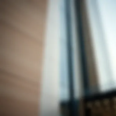 A close-up of the facade highlighting the materials used in Al Ameer Tower