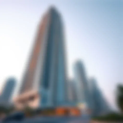 Exterior view of Amna Tower showcasing its modern design and skyline integration