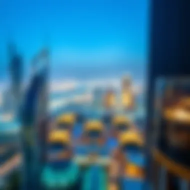 Stunning Panoramic View from Amna Tower Panoramic view from Amna Tower highlighting the vibrant Dubai landscape