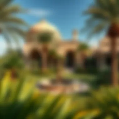 Landscape Design of Arabian Villa Gardens A beautiful garden surrounding an Arabian villa