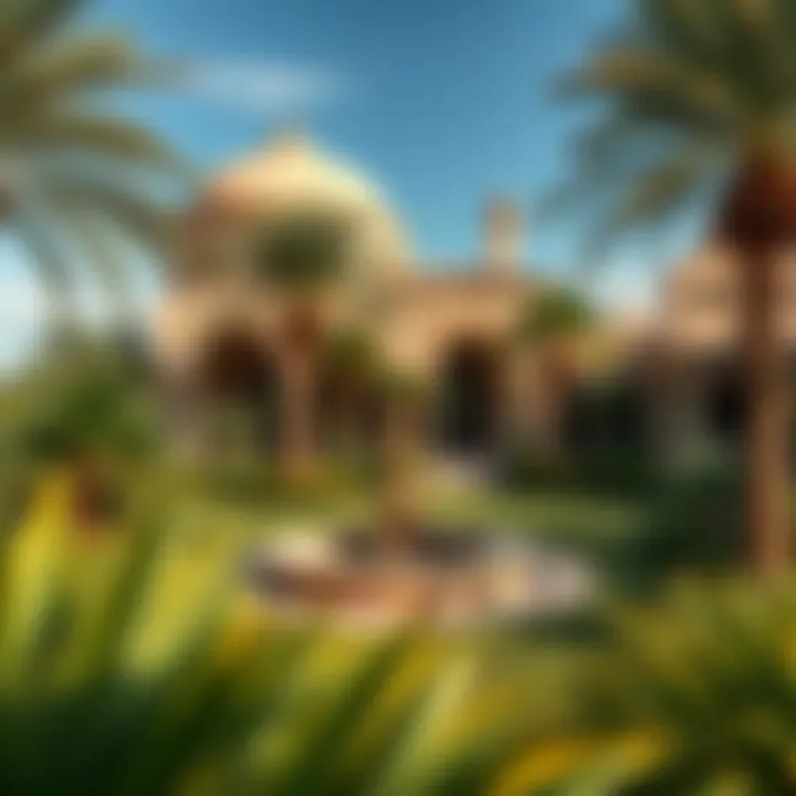 Landscape Design of Arabian Villa Gardens A beautiful garden surrounding an Arabian villa