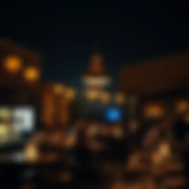 Atmosphere of a lively Arabic restaurant at night