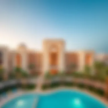 A stunning aerial view of Blue Bells luxury development in Dubai showcasing its architectural elegance.
