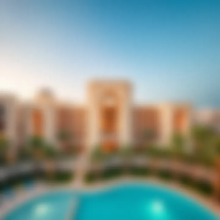 A stunning aerial view of Blue Bells luxury development in Dubai showcasing its architectural elegance.