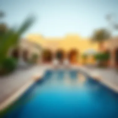 Serene outdoor amenities of Blue Bells including a lavish pool and landscaped gardens.