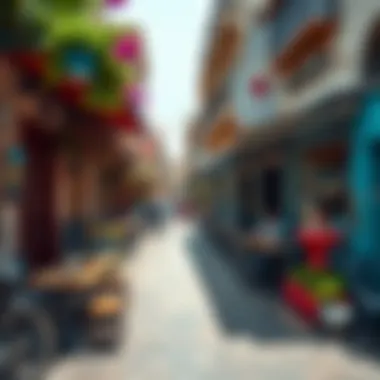 Vibrant lifestyle scene depicting cafes and shops in مركز مدينة زايد