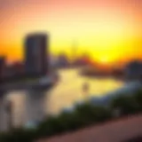 Stunning view of a creek in Dubai at sunset