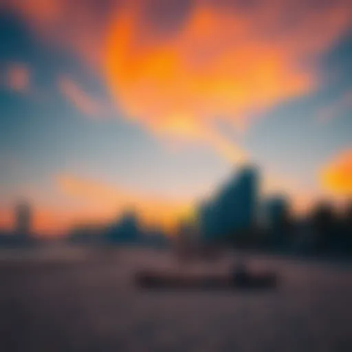 Vibrant sunset over Deira Beach showcasing the skyline