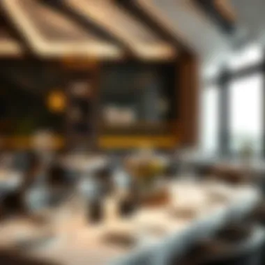 Elegant interior dining atmosphere of a gourmet restaurant in Moe