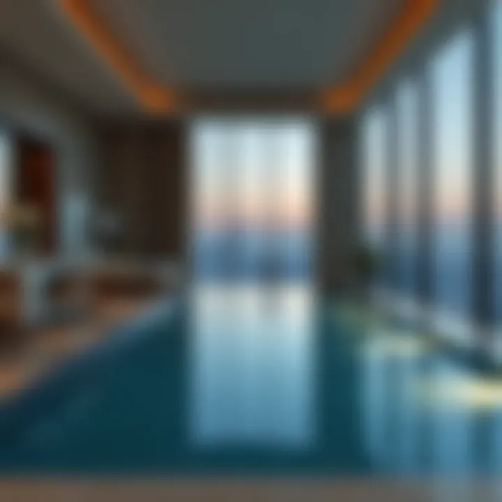 Luxurious Suite with Private Pool Luxurious hotel suite with a private pool overlooking the skyline