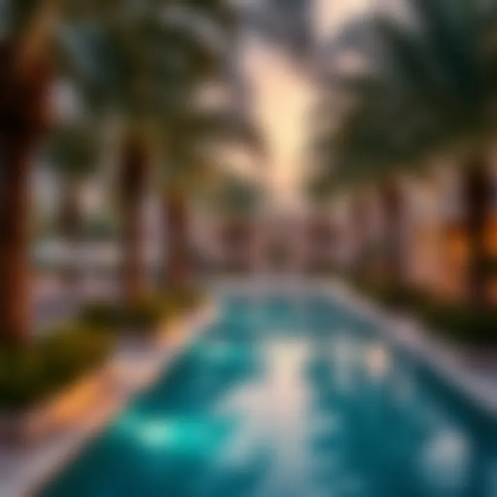 Serene Private Pool Oasis Serene private pool area surrounded by palm trees