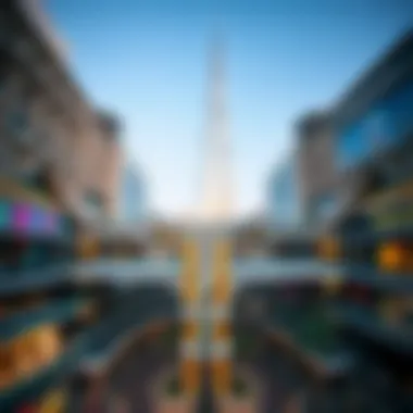 Aerial view of the stunning Dubai Mall with Burj Khalifa in the background
