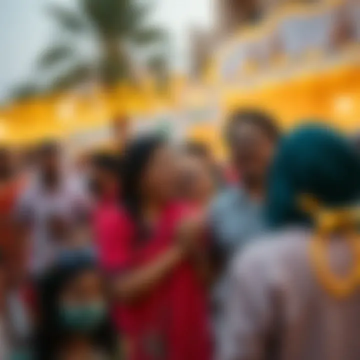 Families enjoying community gatherings and festivities in Dubai.