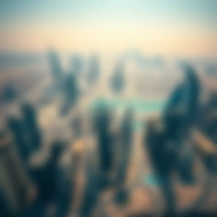 Aerial view of Dubai's urban landscape emphasizing density and structure