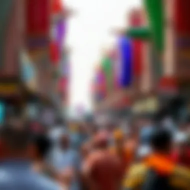 Crowds enjoying Eid festivities in a UAE marketplace