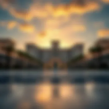 Architectural Elegance of Fairmont The Palm Stunning view of Fairmont The Palm's architecture against the sunset