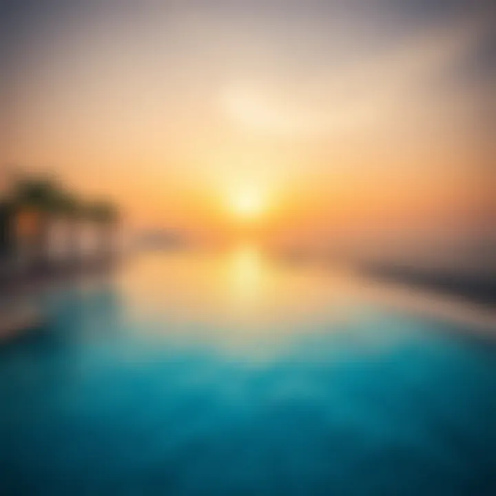 Luxurious infinity pool overlooking the Dubai coastline